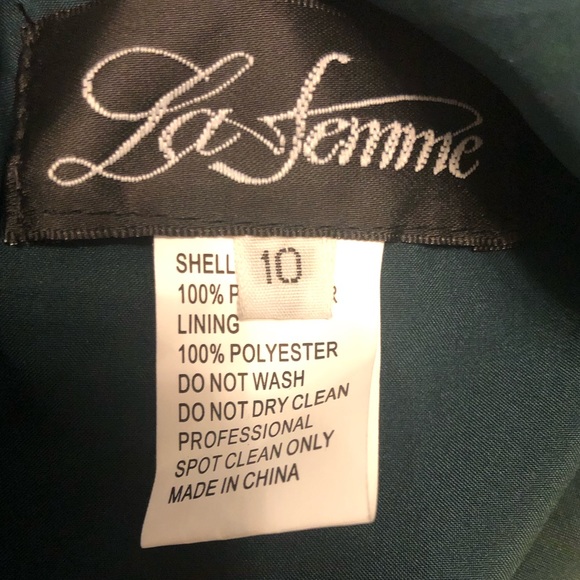 NWOT La Femme Lace Up Back Party Dress, Emerald Size 10 - Picture 8 of 8